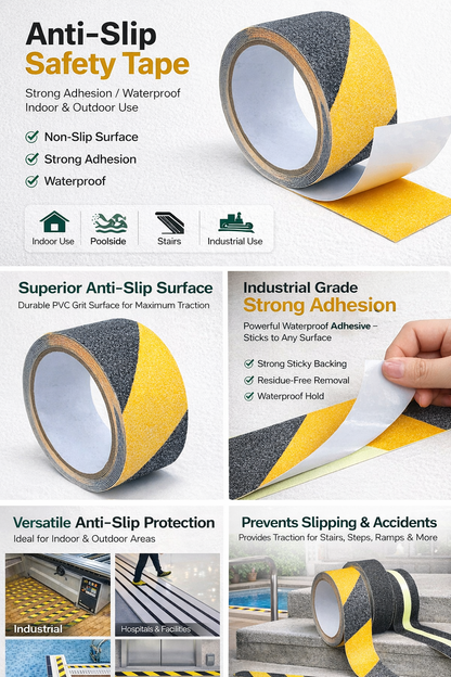Free shipping Anti-Slip Safety Tape — Silicon Carbide Grit, Heavy-Duty Adhesion 50mm*10m